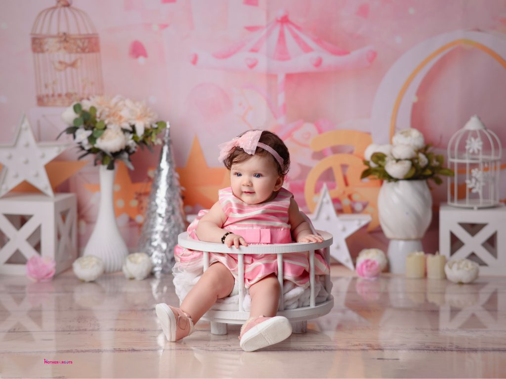 Pink and White Themed Kids Photoshoot In Nagpur